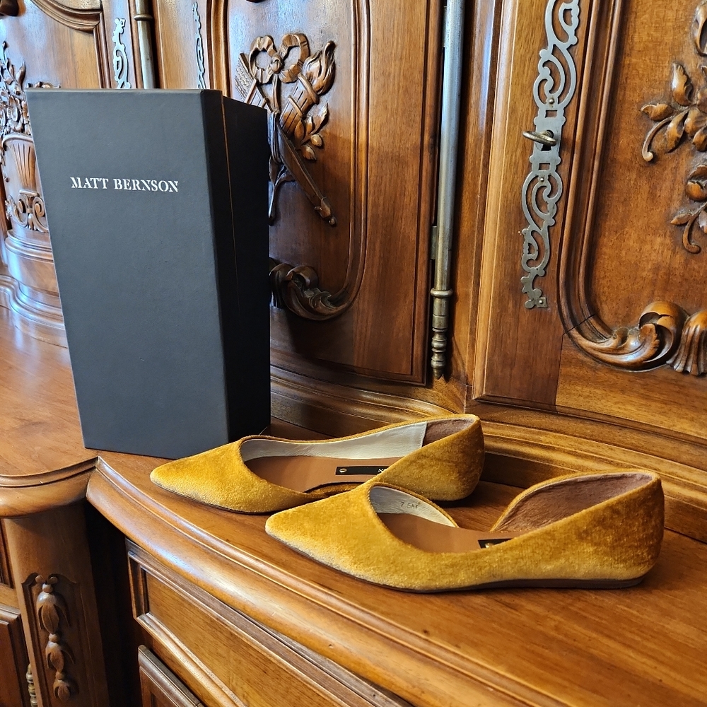 Matt Bernson Gold Suede Flats--7.5